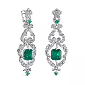 Серьги с 180 бриллиантами белое золото 750