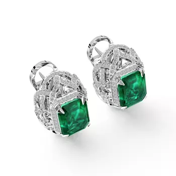 Серьги с 288 бриллиантами белое золото 750