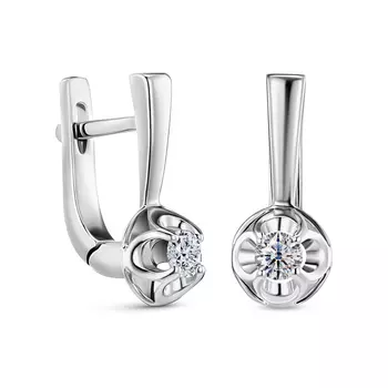 Серьги с 2 бриллиантами белое золото 585