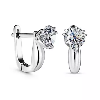 Серьги с 2 бриллиантами белое золото 750