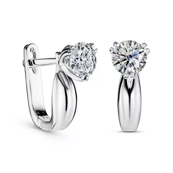 Серьги с 2 бриллиантами белое золото 750