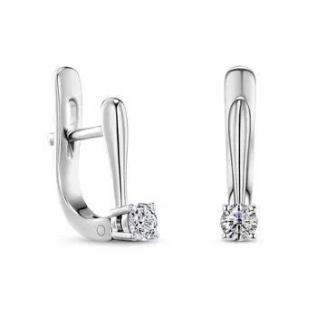 Серьги с 2 бриллиантами белое золото 750