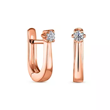 Серьги с 2 бриллиантами красное золото 585