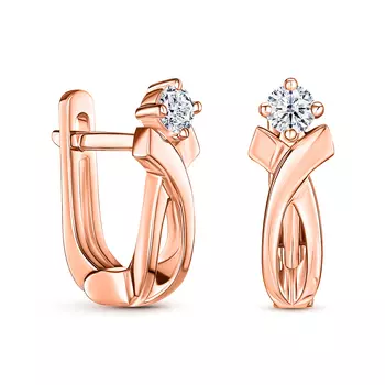 Серьги с 2 бриллиантами красное золото 585