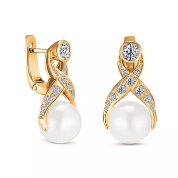 Серьги с 30 бриллиантами желтое золото 585