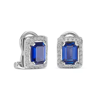 Серьги с 46 бриллиантами белое золото 750