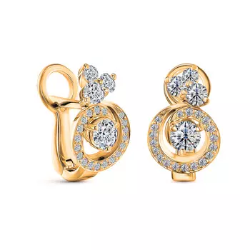 Серьги с 46 бриллиантами желтое золото 585