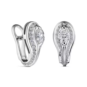 Серьги с 56 бриллиантами белое золото 750