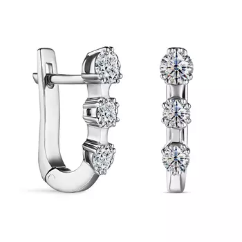 Серьги с 6 бриллиантами белое золото 585