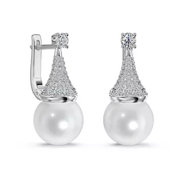 Серьги с 90 бриллиантами белое золото 585