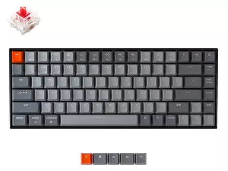 Клавиатура беспроводная механическая Keychron K2 v2 (Hot-swappable), Gateron G Pro Red Switch, Bluetooth, RGB, 4000мАч, Серый K2C1H K2-C1H