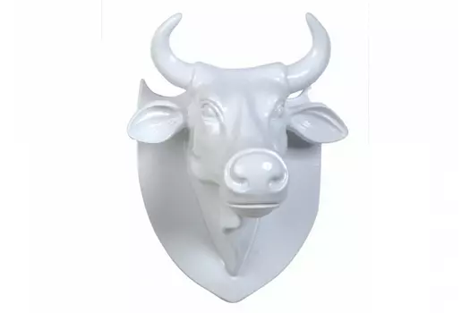 Настенная декоративная голова коровы эко-трофей (cowparade) белый 23x17x14 см.