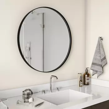 Настенное зеркало rauntel m в тонкой металлической раме черного цвета (genglass) черный 4 см.
