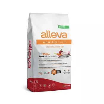 Alleva Equilibrium All Day Maintenance Adult Mini Medium сухой корм для собак мелких и средних пород, с курицей и рыбой - 5 кг повседневный супер премиум зерновые с рыбой породы мелкого размера мешок Италия 1 уп. х 1 шт. х 5 кг