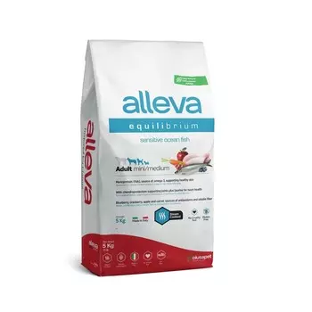 Alleva Equilibrium Sensitive Ocean Fish Adult Mini Medium сухой корм для собак мелких и средних пород, с океан. рыбой - 5 кг повседневный супер премиум без курицы с рыбой породы мелкого размера мешок Италия 1 уп. х 1 шт. х 5 кг