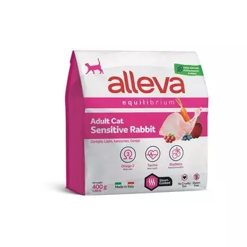 Alleva Equilibrium Sensitive Rabbit Adult Cat сухой корм для взрослых кошек при чувствительном пищеварении с КРОЛИКОМ - 400 г повседневный супер премиум низкозерновые для взрослых с кроликом мешок Импортный корм 1 уп. х 1 шт. х 0.4 кг