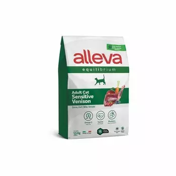 Alleva Equilibrium Sensitive Venison Adult Cat сухой корм для взрослых кошек при чувствительном пищеварении с ОЛЕНИНОЙ - 1,5 кг повседневный супер премиум низкозерновые для взрослых с олениной мешок Импортный корм 1 уп. х 1 шт. х 1.5 кг