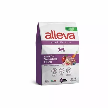 Alleva Equilibrium Adult Cat Sensitive Duck сухой корм для взрослых кошек с чувствительным пищеварением с УТКОЙ - 1,5 кг повседневный супер премиум низкозерновые для взрослых с уткой мешок Импортный корм 1 уп. х 1 шт. х 1.5 кг