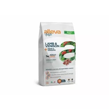 Alleva Holistic Adult Lamb & Venison Medium/Maxi сухой корм для взрослых собак с ЯГНЕНКОМ и ОЛЕНИНОЙ, коноплей и женьшенем - 12 кг повседневный супер премиум беззерновые для взрослых с олениной породы крупного размера мешок Импортный корм 1 уп. х 1 шт. х 2 кг