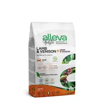 Alleva Holistic Cat Adult Lamb And Venison сухой корм для взрослых кошек с ЯГНЕНКОМ, ОЛЕНИНОЙ, коноплей и женьшенем - 1,5 кг повседневный супер премиум беззерновые для взрослых с олениной для всех пород мешок Импортный корм 1 уп. х 1 шт. х 1.5 кг