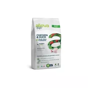 Alleva Holistic Puppy/Junior Chicken & Duck Mini сухой корм для щенков и юниоров с КУРИЦЕЙ и УТКОЙ, алое вера и женьшенем - 2 кг повседневный супер премиум беззерновые для щенков с курицей породы мелкого размера мешок Импортный корм 1 уп. х 1 шт. х 2 кг