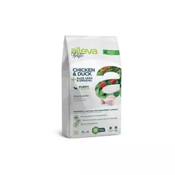 Alleva Holistic Puppy/Junior Chicken Medium сухой корм для щенков и юниоров с КУРИЦЕЙ и УТКОЙ, алое вера и женьшенем - 2 кг повседневный супер премиум беззерновые для щенков с курицей породы среднего размера мешок Импортный корм 1 уп. х 1 шт. х 2 кг