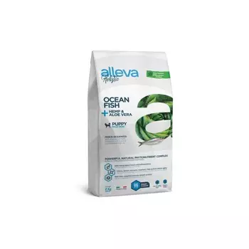 Alleva Holistic Puppy/Junior Ocean Fish Maxi сухой корм для щенков и юниоров с океанической РЫБОЙ, коноплей и алое вера - 2 кг повседневный супер премиум беззерновые для щенков с океанической рыбой породы крупного размера мешок Импортный корм 1 уп. х 1 шт. х 2 кг