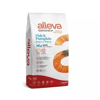 Alleva Natural Adult Mini Medium сухой корм для взрослых собак, с рыбой и тыквой - 5 кг повседневный супер премиум без курицы для взрослых с рыбой для всех пород мешок Италия 1 уп. х 1 шт. х 5 кг