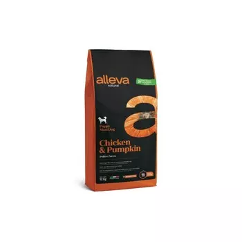 Alleva Natural Puppy Maxi сухой корм для щенков с КУРИЦЕЙ и тыквой повседневный супер премиум низкозерновые для щенков с курицей породы крупного размера мешок Импортный корм 1 уп. х 1 шт. х 12 кг