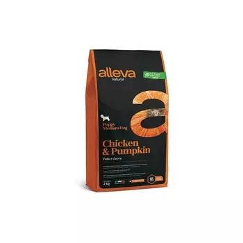 Alleva Natural Puppy сухой корм для щенков, с КУРИЦЕЙ и тыквой - 2 кг супер премиум низкозерновые для щенков с курицей мешок 1 уп. х 1 шт. х 2 кг