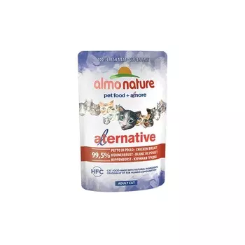 Almo Nature Alternative Adult Cat Chicken Breast влажный корм для кошек, с куриной грудкой 99,5% мяса, кусочки в бульоне, в паучах - 55 г повседневный супер премиум для взрослых с курицей паучи Импортный корм 1 уп. х 24 шт. х 1.32 кг