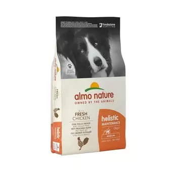 Almo Nature Holistic Adult Dog Medium & Chicken 12 кг повседневный супер премиум холистики для взрослых с курицей породы среднего размера мешок Импортный корм 1 уп. х 1 шт. х 12 кг