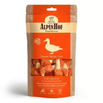 AlpenHof лакомство для мелких собак и щенков, жевательные косточки с уткой - 50 г повседневный для щенков с курицей породы мелкого размера Китай 1 уп. х 1 шт. х 0.05 кг