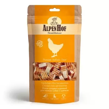 AlpenHof лакомство для мелких собак и щенков, мини-сэндвич куриный - 50 г повседневный для взрослых с курицей породы мелкого размера Китай 1 уп. х 1 шт. х 0.05 кг