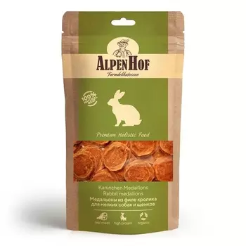 AlpenHof лакомство для мелких собак и щенков, медальоны из филе кролика - 50 г повседневный для щенков с кроликом породы мелкого размера Китай 1 уп. х 1 шт. х 0.05 кг