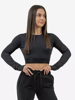 Женский лонгслив NEBBIA 839 Women's Long Sleeve Crop Top INTENSE Perform, Черный