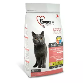 1st Choice Indoor Vitality сухой корм для домашних кошек с ЦЫПЛЕНКОМ - 5,44 кг повседневный супер премиум для взрослых с цыпленком мешок Импортный корм 1 уп. х 1 шт. х 5.44 кг