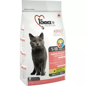 1st Choice Indoor Vitality сухой корм для домашних кошек с ЦЫПЛЕНКОМ - 10 кг повседневный супер премиум для взрослых с цыпленком для всех пород мешок Импортный корм 1 уп. х 1 шт. х 10 кг