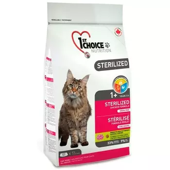 1st Choice Sterilized для кошек с КУРИЦЕЙ и бататом - 320 г повседневный супер премиум для взрослых с курицей мешок Импортный корм 1 уп. х 1 шт. х 0.32 кг