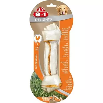 8 in1 Dental Delights L лакомство для собак крупных пород, для чистки зубов 21 см, с курицей - 1 шт, 222 г США 1 уп. х 1 шт. х 0.162 кг