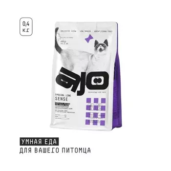 AJO Cat Sense сухой корм для кошек с чувствительным пищеварением с ОЛЕНИНОЙ - 400 г повседневный супер премиум низкозерновые для взрослых с индейкой мешок Российский корм 1 уп. х 1 шт. х 0.4 кг