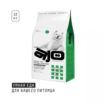AJO Dog Hypoallergenic сухой корм для взрослых собак средних и крупных пород, при аллергии и проблемах пищеварения, с ОЛЕНИНОЙ и гречкой - 12 кг повседневный супер премиум для взрослых с гречкой породы крупного размера мешок Российский корм 1 уп. х 1 шт. х 12 кг