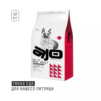 AJO Dog Maxi Adult сухой корм для взрослых собак крупных пород, с ОЛЕНИНОЙ, ИНДЕЙКОЙ и гречкой - 12 кг повседневный супер премиум для взрослых с гречкой породы крупного размера мешок Российский корм 1 уп. х 1 шт. х 12 кг