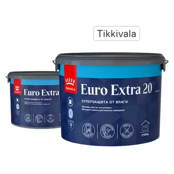 Краска для стен и потолков Tikkurila Euro Extra полуматовая прозрачная база С 9 л