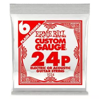 Струна одиночная для акустической и электрогитары Ernie Ball 1024 Plain Steel 24
