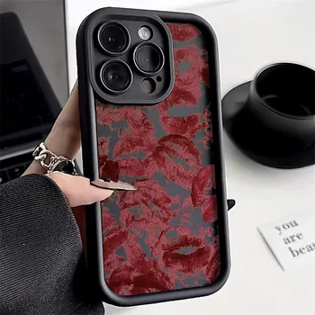 Силиконовые чехлы для телефонов Red Lips для iPhone 16 15 11, чехол для iPhone 13 12 14 15 Pro Max XS Max X XR 7 8 Plus SE 2022, модный женский мягкий противоударный чехол iPhone 15 бежевый