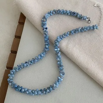 Ожерелье Banyan Tree S925 Silver Blue Dopamine с бусинами - свежая цепочка ручной работы на ключицу для женщин NS2871 белый
