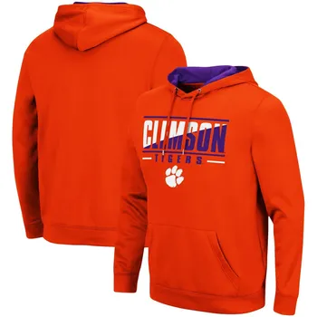 Мужской оранжевый пуловер с капюшоном Clemson Tigers Slash Stack 2.0 Colosseum