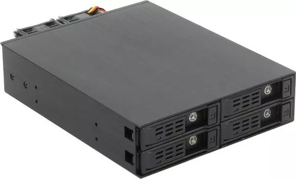 Корзина Procase G2-104-SAS12-BK 4 SATA3/SAS 12G, черный, с замком, hotswap mobie rack module for 2,5" HDD(1x5,25) 2xFAN 40x15mm