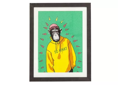 Картина в рамке gangster monkey (kare) мультиколор 38x49x4 см.